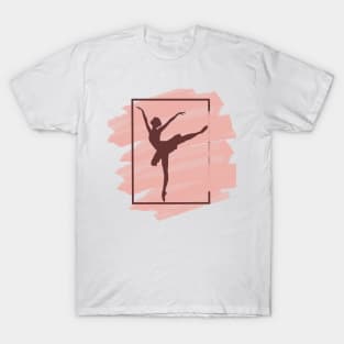 ballet dancer design in dusty rose and burgundy variation T-Shirt